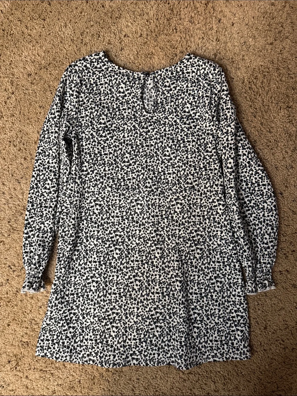 art class Black and White Floral-Print Long Sleeve Mini Dress